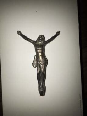 Vintage Metal Corpus Christi Crucifix Wall Sculpture